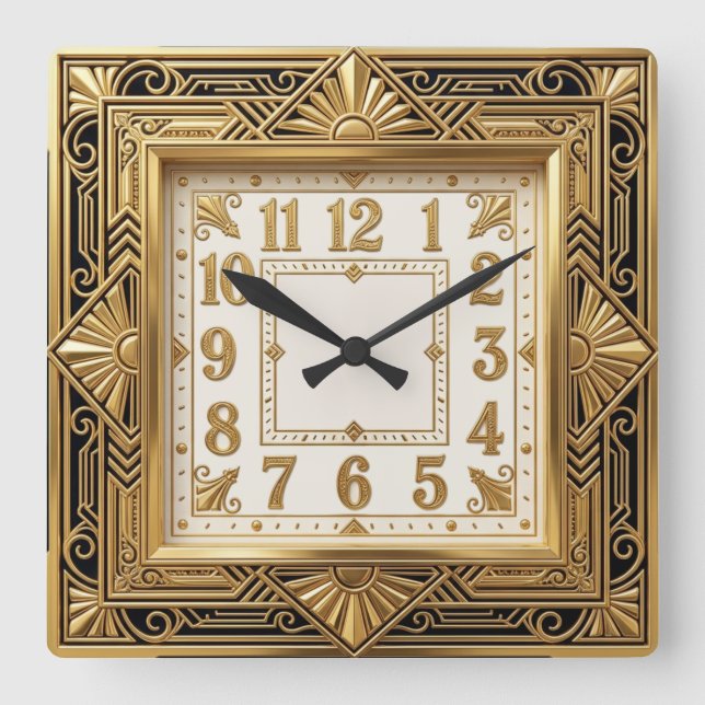 Reloj Cuadrado Art Deco Oro (Anverso)