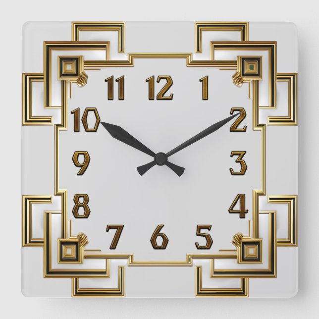 Reloj Cuadrado Art Deco Oro (Anverso)
