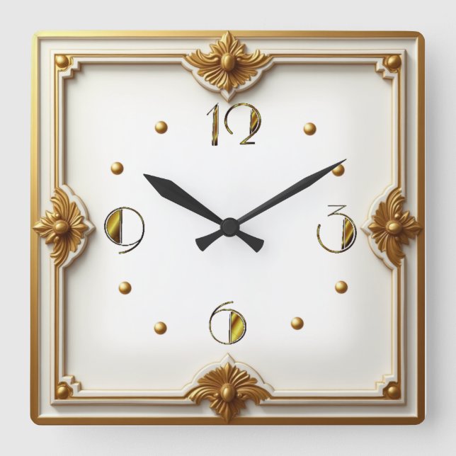 Reloj Cuadrado Art Deco Oro (Anverso)