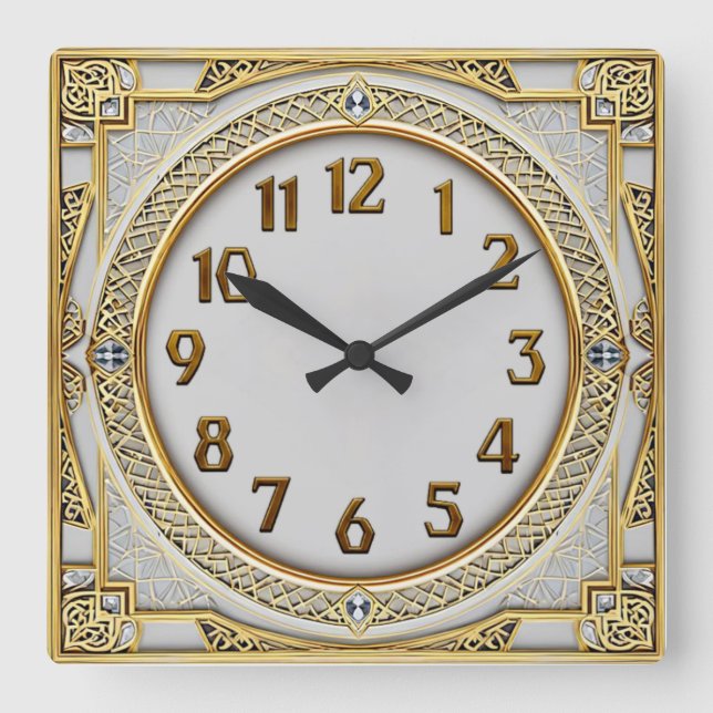Reloj Cuadrado Art Deco Oro (Anverso)