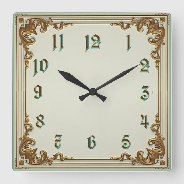 Reloj Cuadrado Art Deco Oro (Anverso)