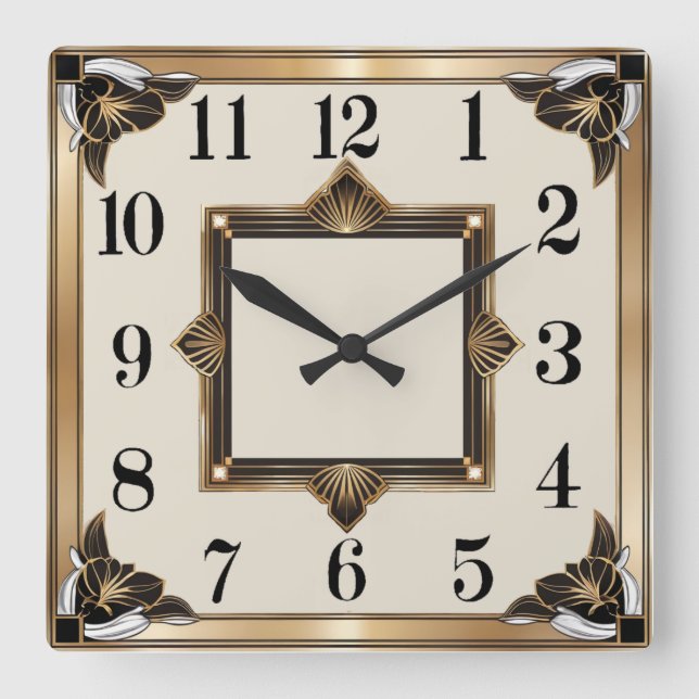 Reloj Cuadrado Art Deco Oro (Anverso)