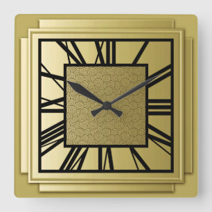 Reloj Cuadrado Art déco, oro cepillado