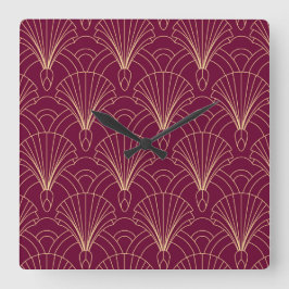 Reloj Cuadrado Art Deco pattern with gold geometric fan motifs 