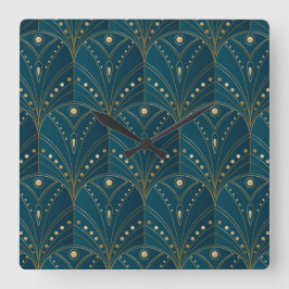 Reloj Cuadrado Art Deco pattern with gold geometric shapes