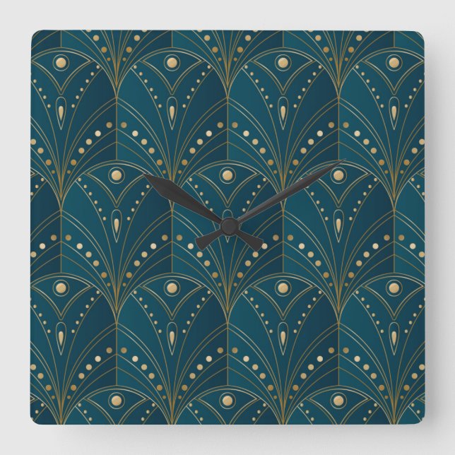 Reloj Cuadrado Art Deco pattern with gold geometric shapes (Anverso)