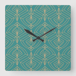 Reloj Cuadrado Art Deco pattern with gold geometric shapes 