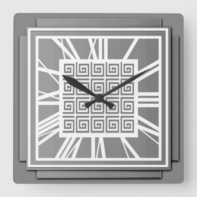 Reloj Cuadrado Art Deco, pewre gris (Anverso)