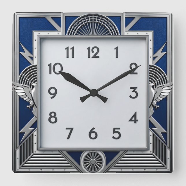 Reloj Cuadrado Art Deco Plata (Anverso)