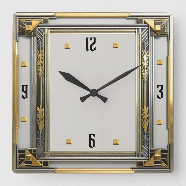 Reloj Cuadrado Art Deco Plata (Anverso)