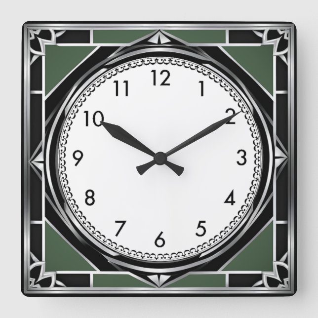 Reloj Cuadrado Art Deco Plata (Anverso)