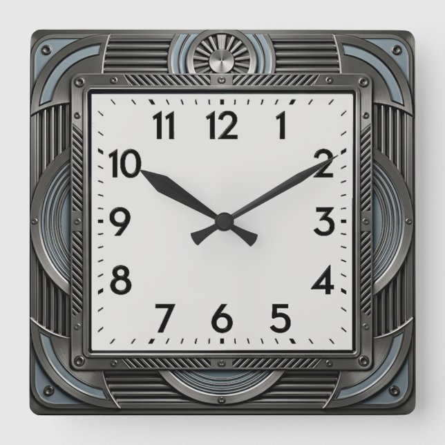 Reloj Cuadrado Art Deco Plata (Anverso)