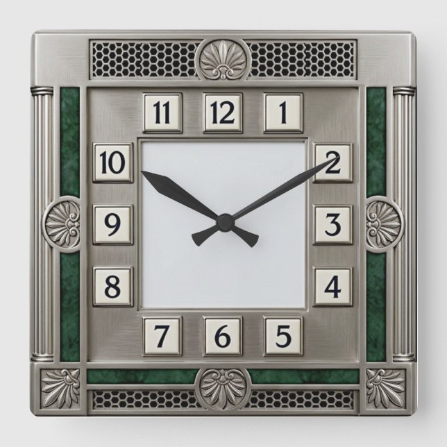 Reloj Cuadrado Art Deco Plata (Anverso)