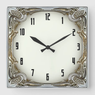 Reloj Cuadrado Art Deco Plata