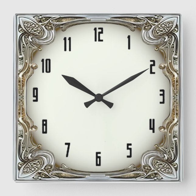 Reloj Cuadrado Art Deco Plata (Anverso)
