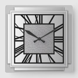 Reloj Cuadrado Art Deco, plata cepillada