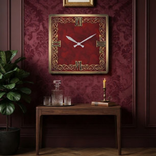 Reloj Cuadrado Art Deco Red and Gold Luxury