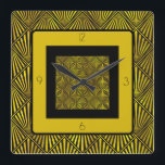 Reloj Cuadrado Art Deco Roaring 2000 Gold Black<br><div class="desc">Este reloj de pared acrílico art deco es perfecto para esa vibra retro de retroceso.</div>