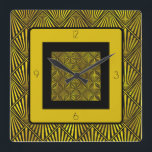Reloj Cuadrado Art Deco Roaring 2000 Gold Black<br><div class="desc">Este reloj de pared acrílico art deco es perfecto para esa vibra retro de retroceso.</div>