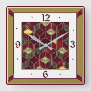 Reloj Cuadrado Art Deco Rojo