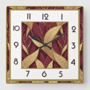 Reloj Cuadrado Art Deco Rojo
