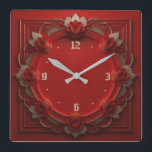 Reloj Cuadrado Art Deco Rojo<br><div class="desc">Gran diseño de reloj. Te encantará como a otros. Tenga la libertad de usar este diseño para otro producto que desee o para el personalizar y agregue su texto. Sígueme por más. Gracias. Que tengas un buen día.</div>