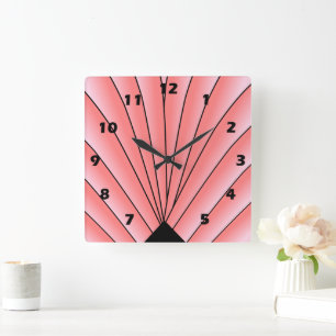 Reloj Cuadrado Art Decó Rosa