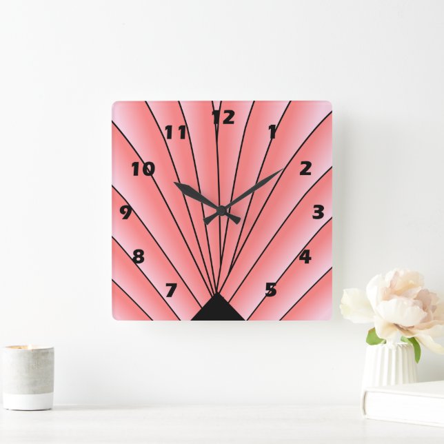 Reloj Cuadrado Art Decó Rosa (Hogar)