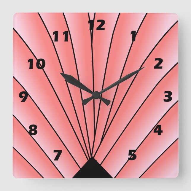 Reloj Cuadrado Art Decó Rosa (Anverso)