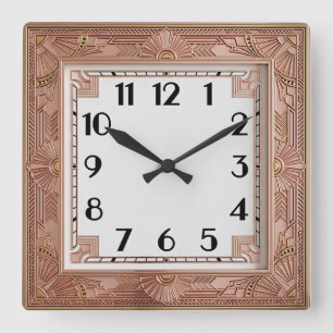 Reloj Cuadrado Art Deco Rosa