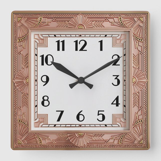 Reloj Cuadrado Art Deco Rosa (Anverso)