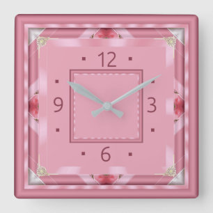 Reloj Cuadrado Art Decó Rosa