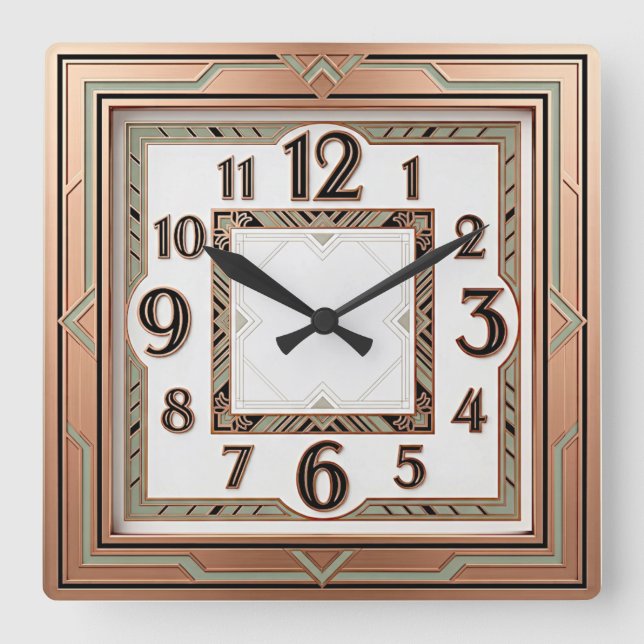 Reloj Cuadrado Art Deco Rosa Fino (Anverso)