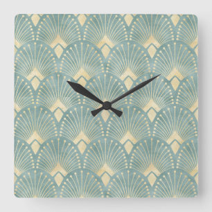 Reloj Cuadrado Art deco, sage Green, crema, años 1920, vintage,
