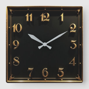 Reloj Cuadrado Art Deco Simple Negro