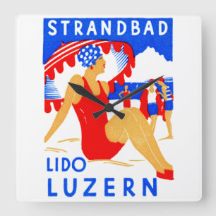 Reloj Cuadrado Art Deco Strandbad Lido Luzern 1929