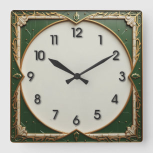 Reloj Cuadrado Art Deco verde