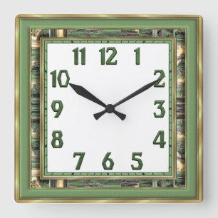 Reloj Cuadrado Art Deco Verde