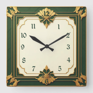 Reloj Cuadrado Art Deco Verde