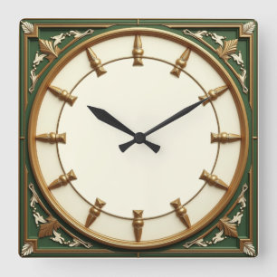 Reloj Cuadrado Art Deco Verde