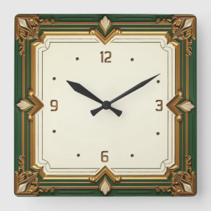 Reloj Cuadrado Art Deco Verde