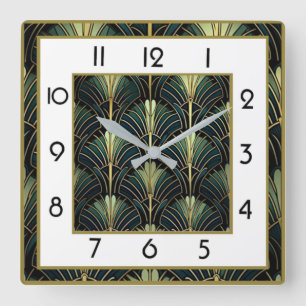 Reloj Cuadrado Art Deco Verde