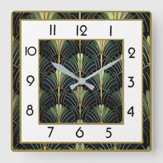 Reloj Cuadrado Art Deco Verde