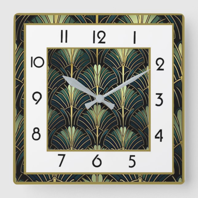 Reloj Cuadrado Art Deco Verde (Anverso)
