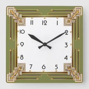 Reloj Cuadrado Art Deco Verde