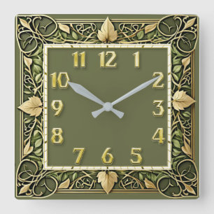 Reloj Cuadrado Art Deco Verde