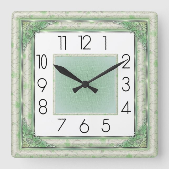 Reloj Cuadrado Art Deco Verde (Anverso)