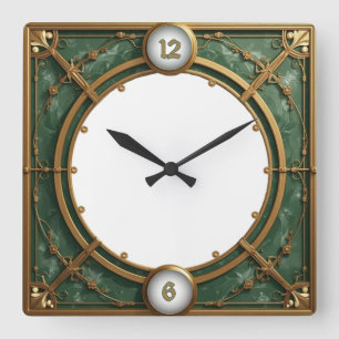 Reloj Cuadrado Art Deco Verde