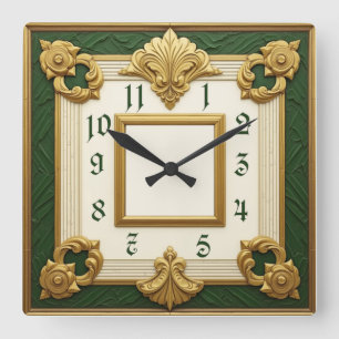 Reloj Cuadrado Art Deco Verde