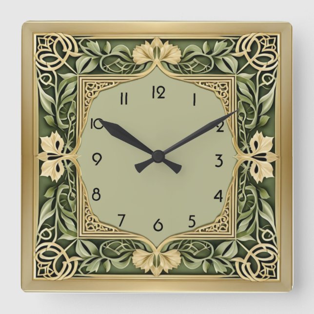 Reloj Cuadrado Art Deco Verde (Anverso)